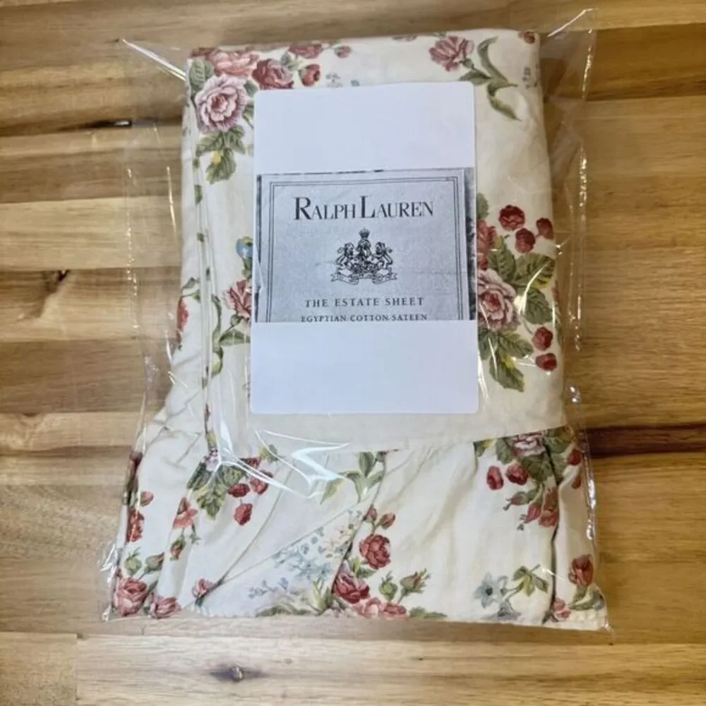 NOS Ralph Lauren Emily Anne Ecru Rose Set Of 2 KING Pillowcases 380 Egyptian Stn